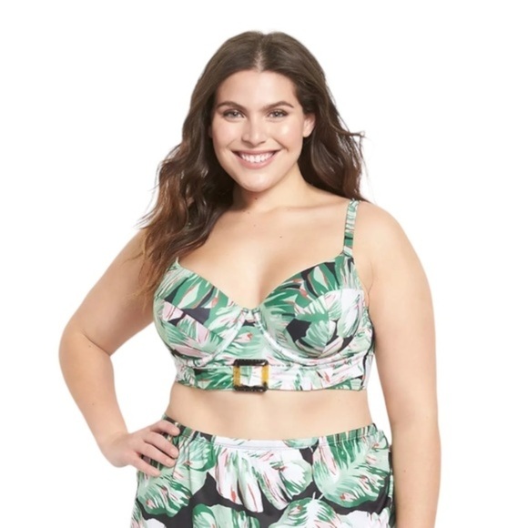 Lane Bryant NWOT Longline Underwire Buckle Swim Bikini Top - Aruba Palm 40D - Picture 5 of 5